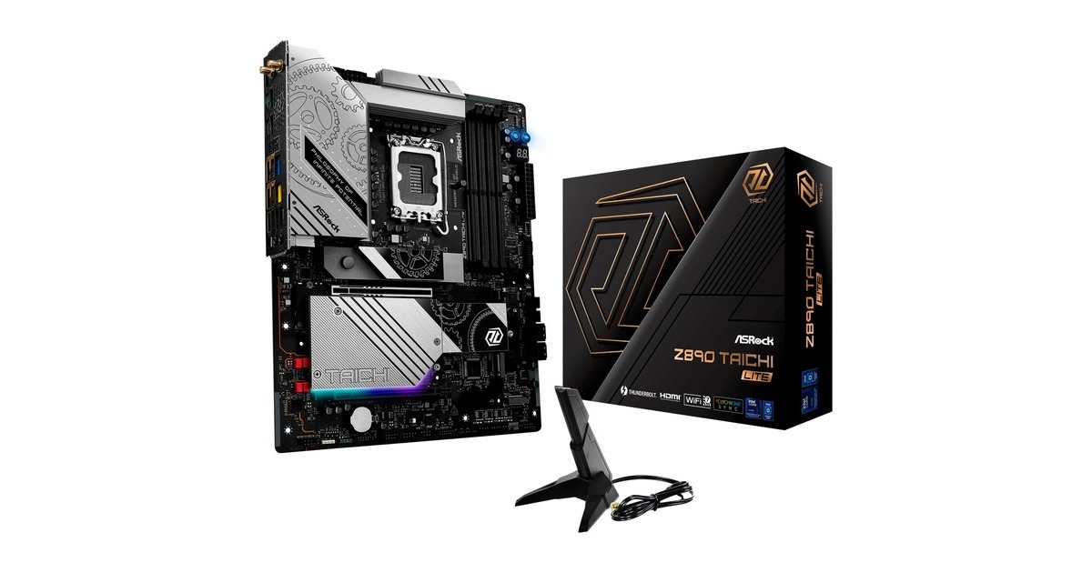 ASRockZ890 Taichi Lite socket 1851 moederbord  (Zwart, RAID, 5Gb-LAN, 2.5Gb-LAN, WLAN, BT, Sound, ATX)