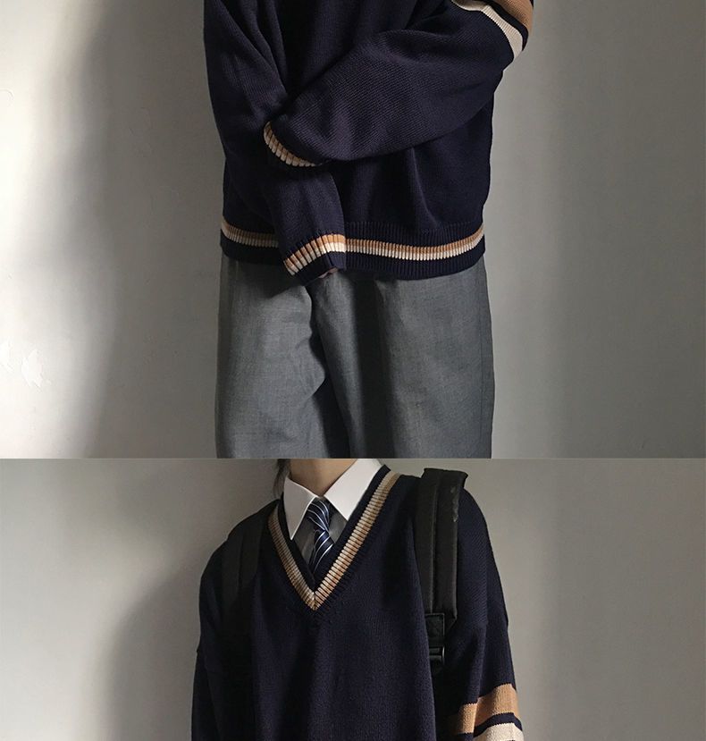 Bay Go Mall - Contrasterende rand cardigan / V-hals trui