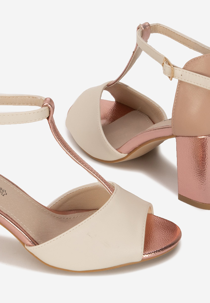 Sandales à talon épais beige Melindia
