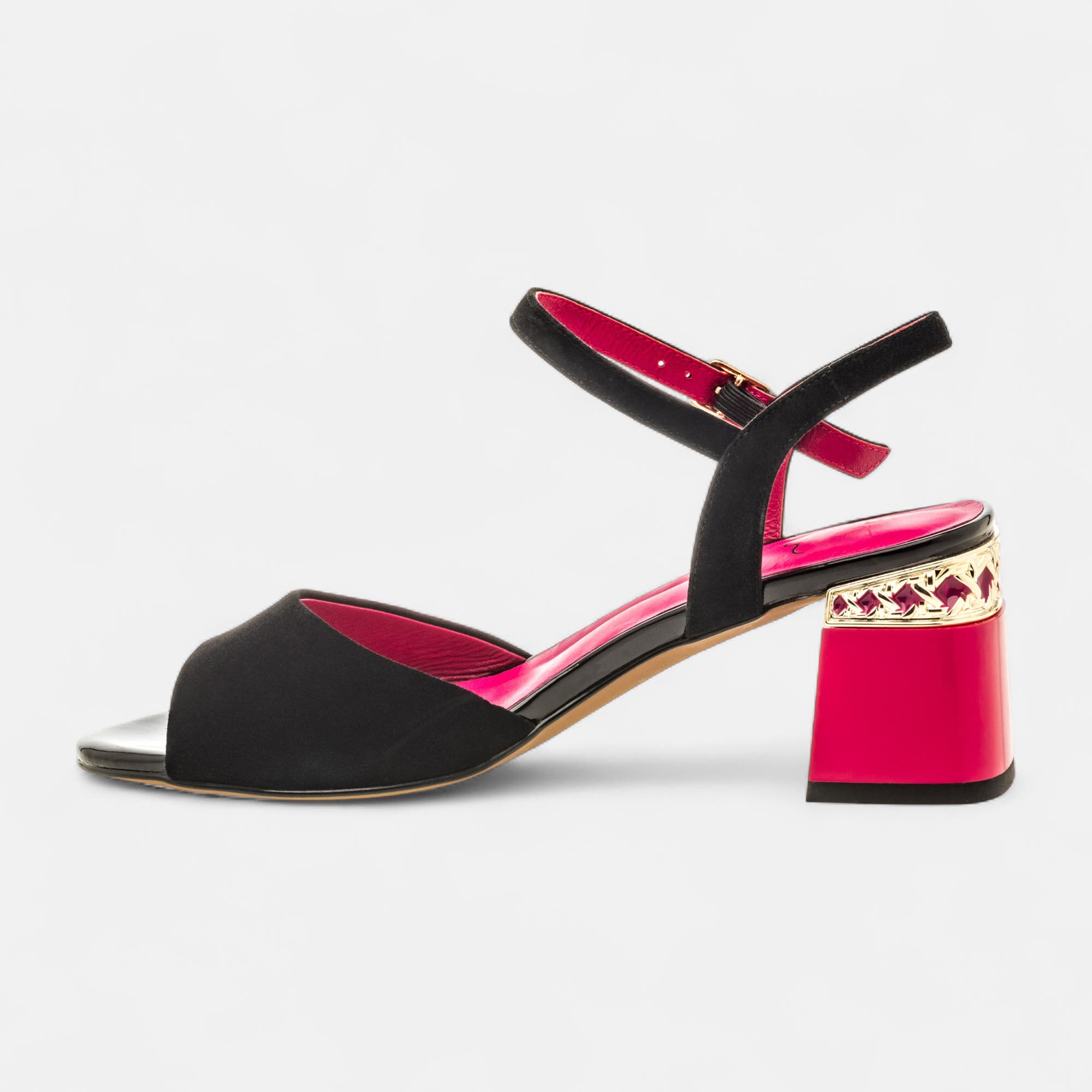 Nu-pieds à talon Femme en cuir noir