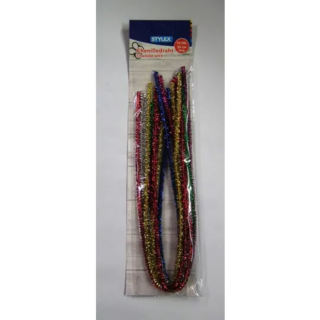 Stylex Chenilledraht,Glitter sortiert, 6 mm, 50 cm, 10 Stück