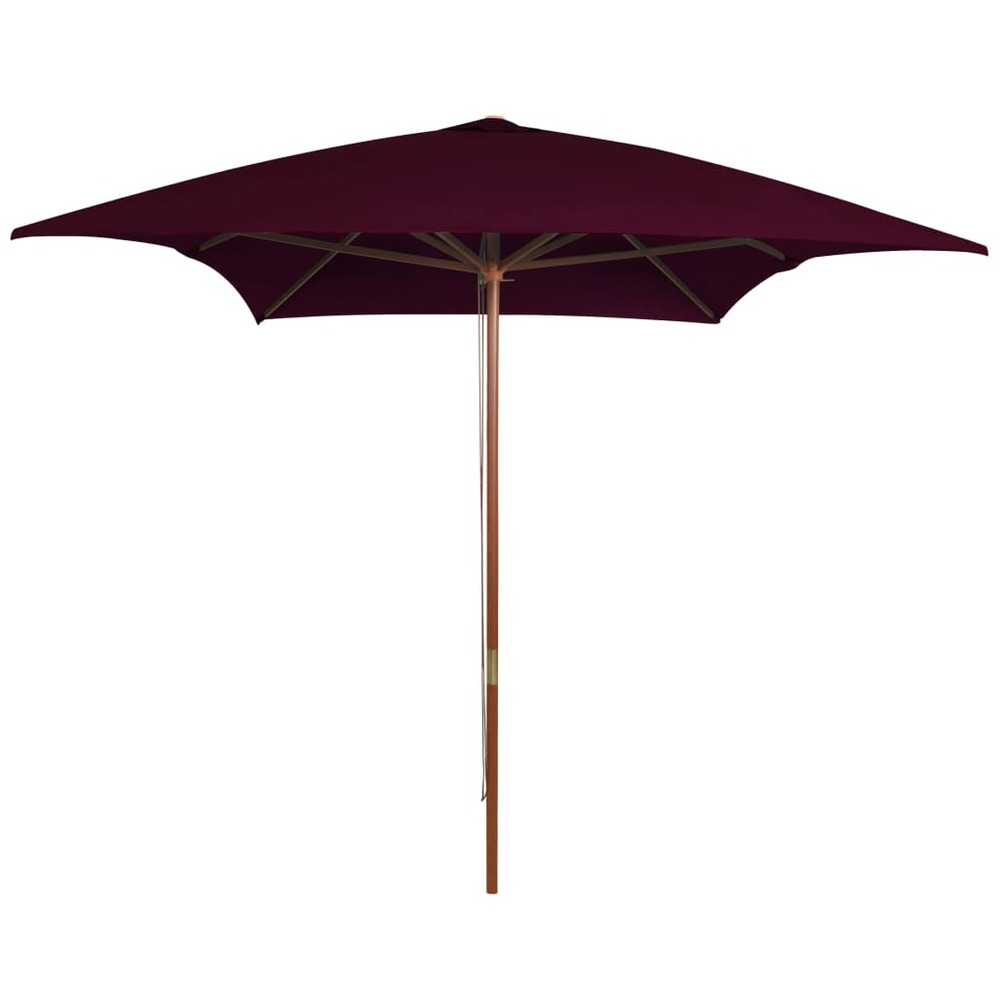 Parasol d'extérieur avec mât en bois 200 x 300 cm rouge bordeaux