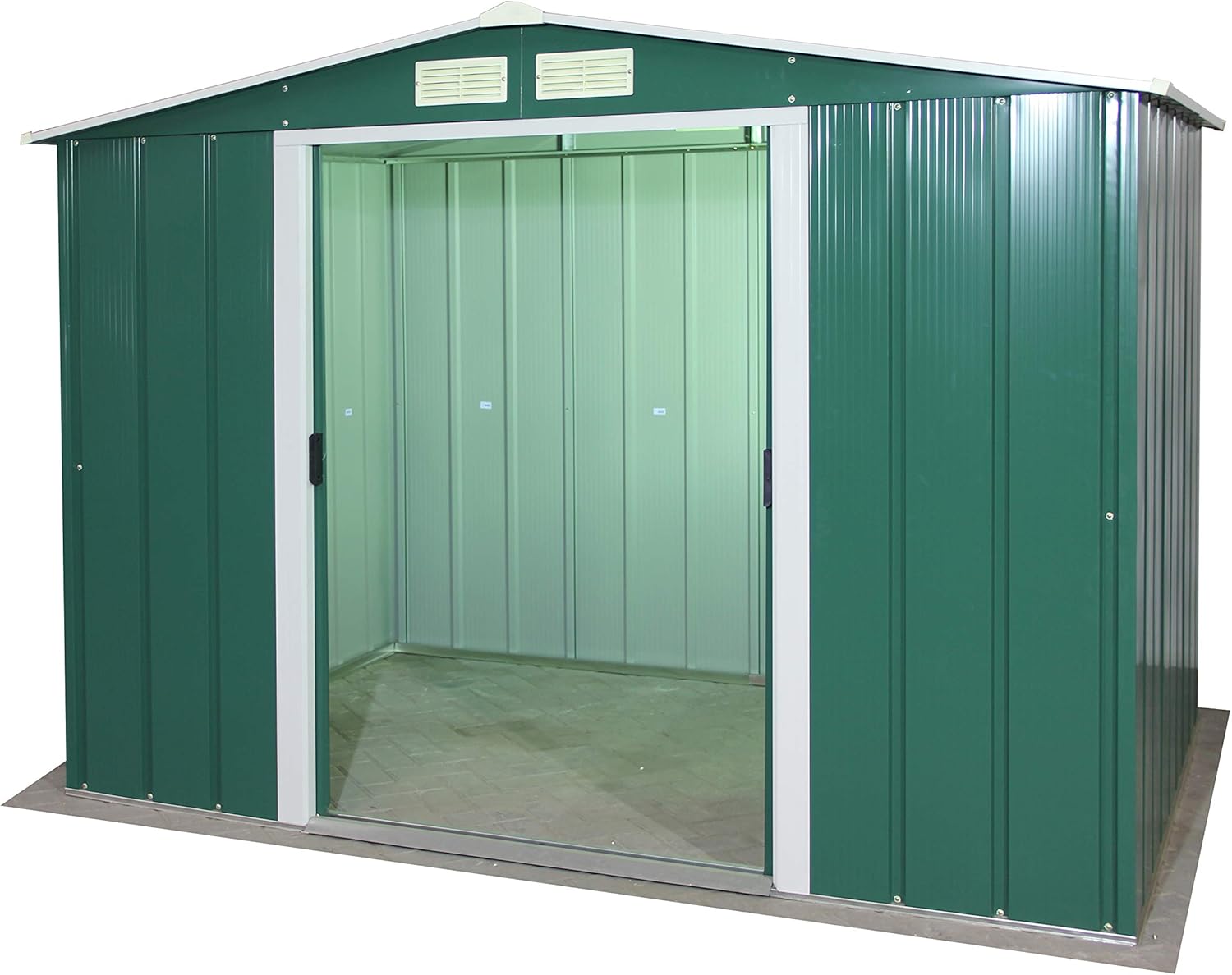 Duramax ECO 10 x 8 (7.28 m²) Abri de Jardin en Métal Galvanisé à Chaud, Abri de Stockage d'Outils, Structure de Toit Renforcée, Abri en Métal Sans Entretien, Vert