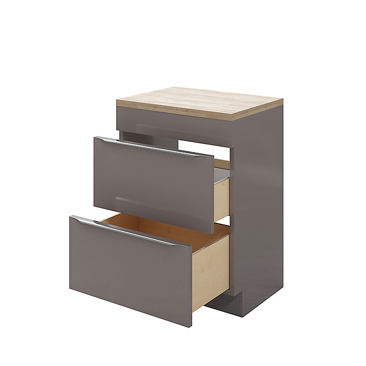Meuble sous vasque à poser GoodHome Imandra gris taupé 60 cm + plan de toilette Hartland