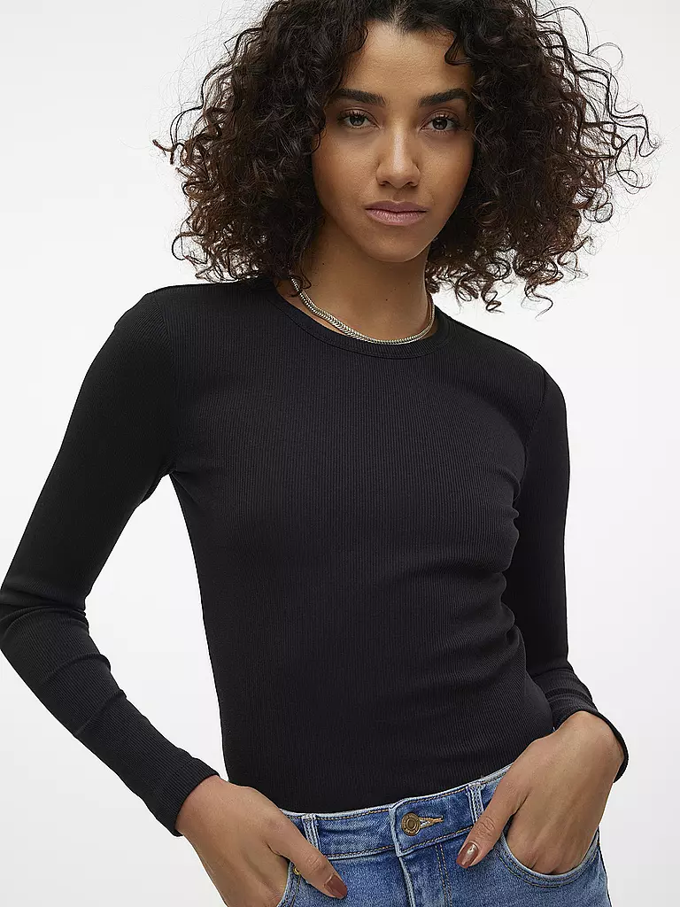 VERO MODA Langarmshirt Slim Fit  VMCHLOE schwarz