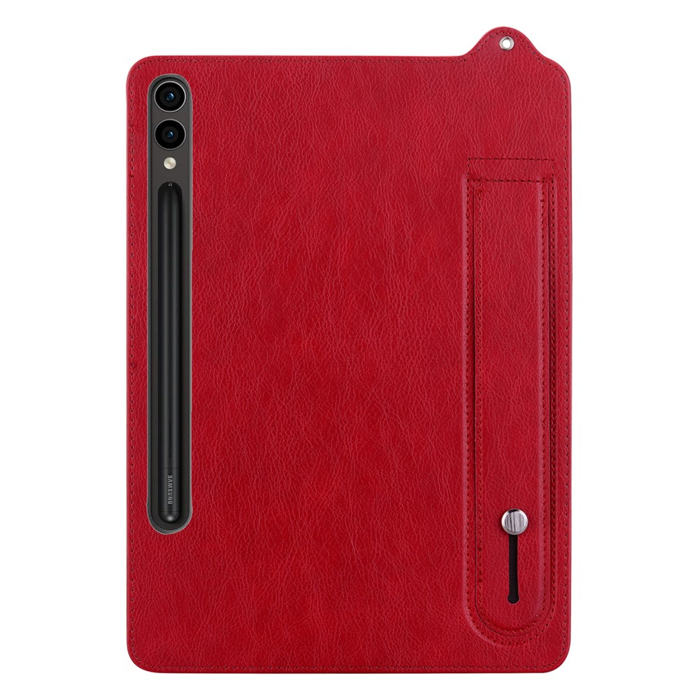Samsung Galaxy Tab S11 Ultra Leder Hülle mit Handschlaufe - Rot