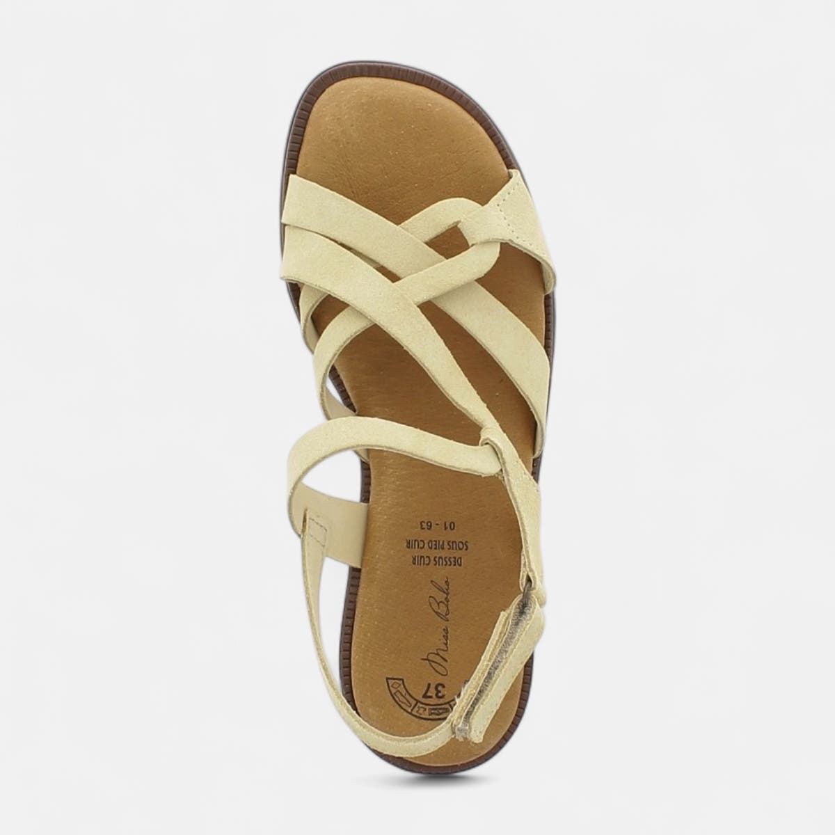 Nu-pieds Femme en cuir beige