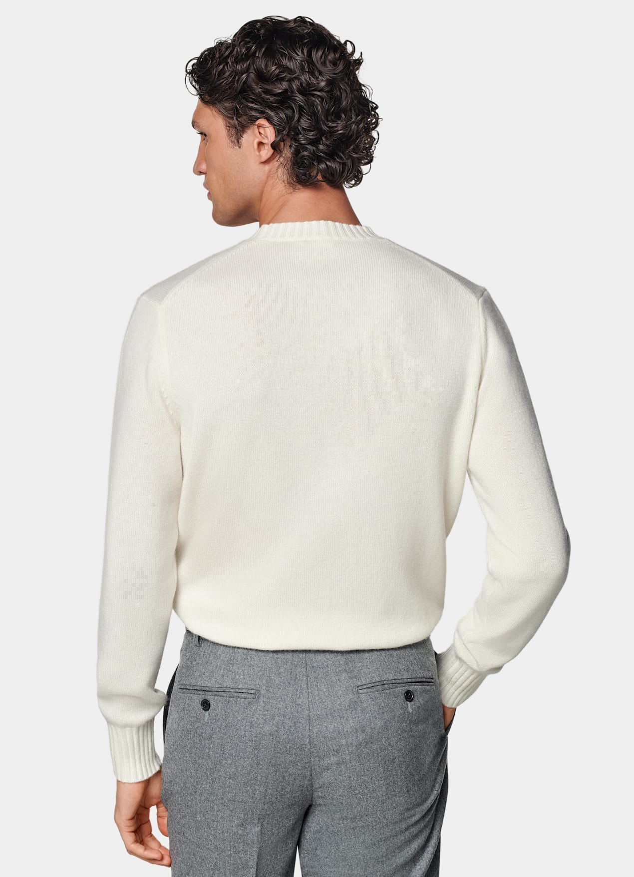 Pull col rond blanc cassé