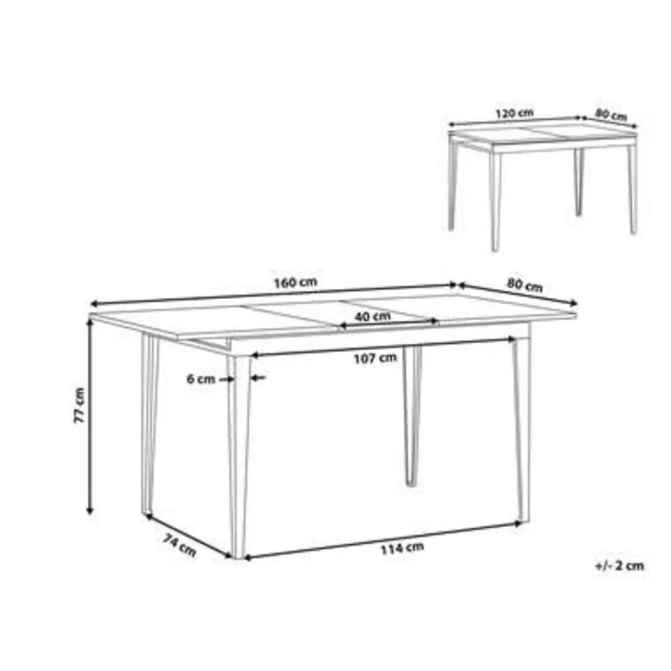 NORLEY - Uitschuifbare eettafel - Zwart - 80 x 120/160 cm - MDF