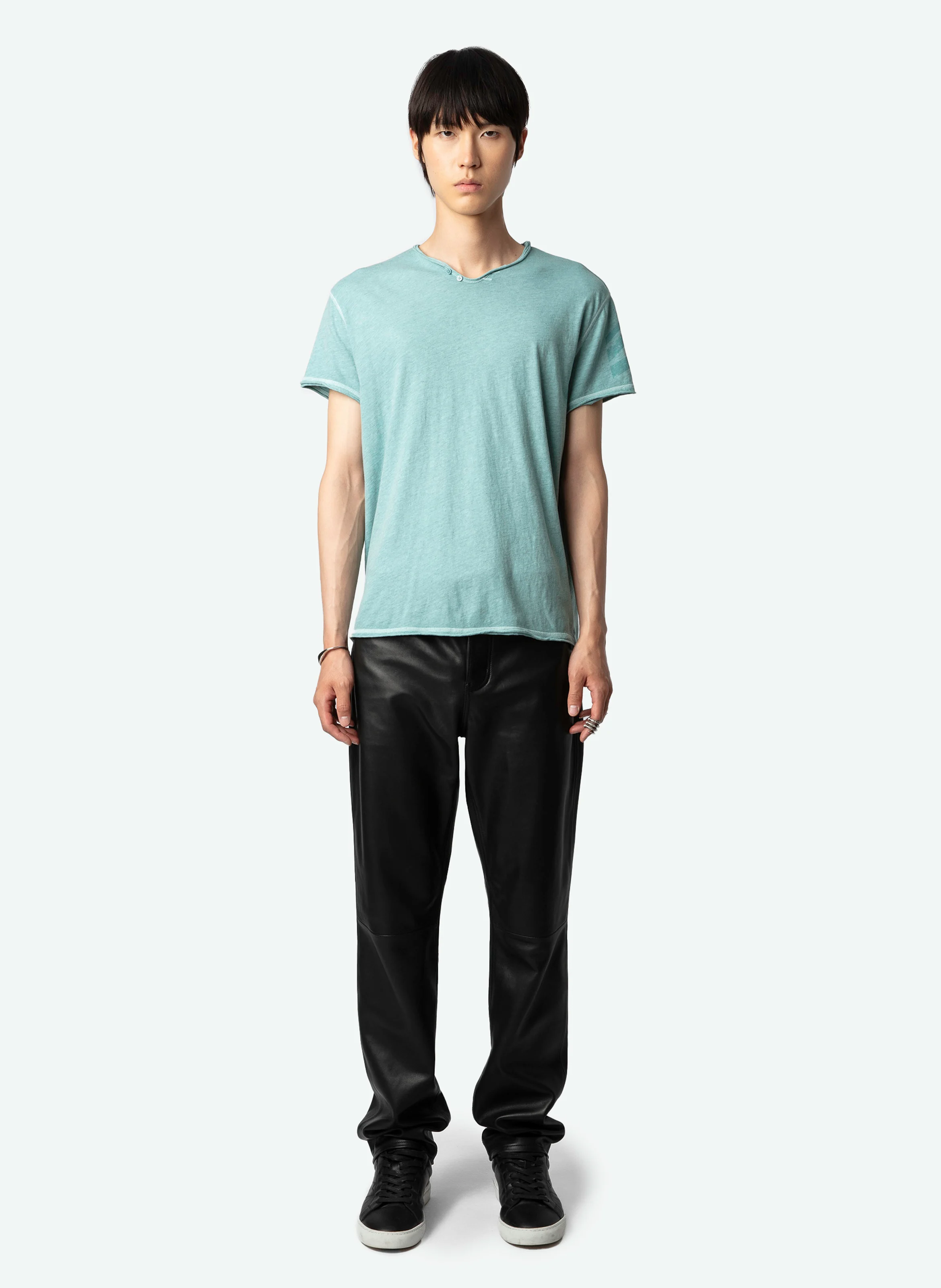 MONASTI - Tee-shirt col tunisien en coton | Bleu