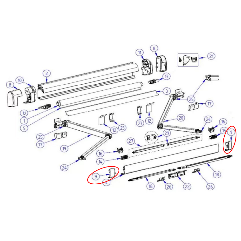 Embouts de façade store 5200 anthracite THULE