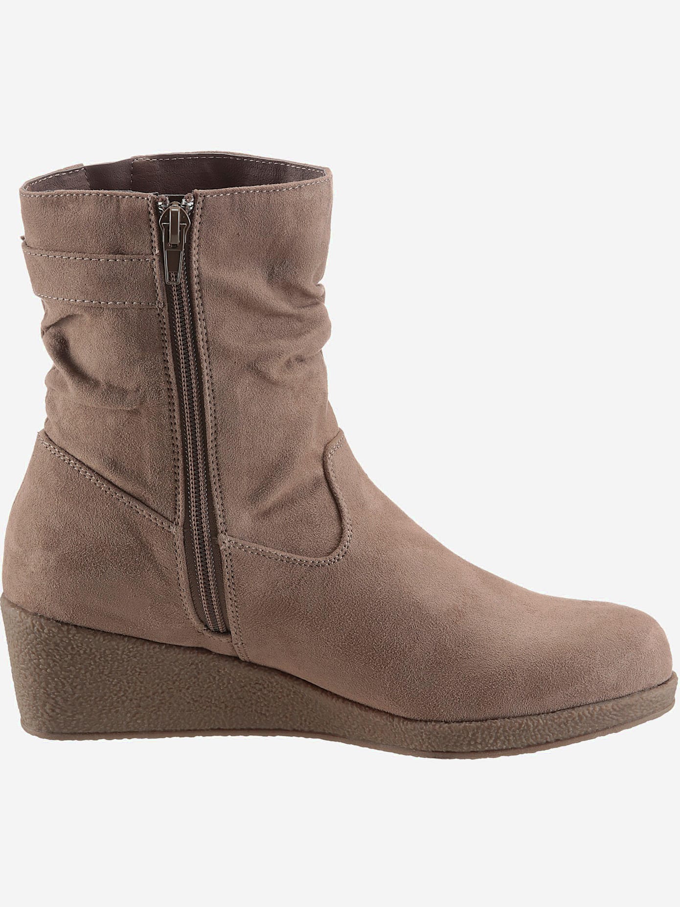 Bottines compensées classiques, textile doux, imitation cuir velours