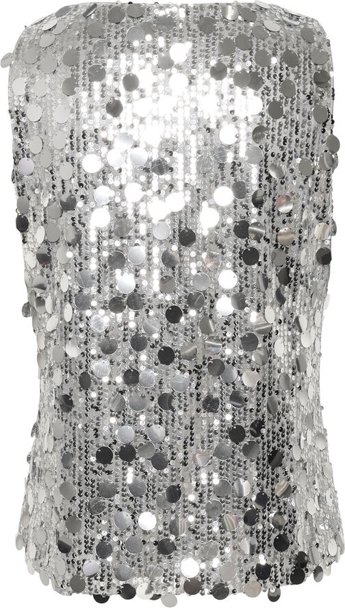 Cream CRSparkle Top Silver sequins