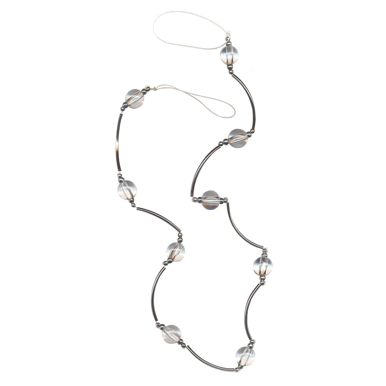Raffhalter - silber - Perlen - 65 cm