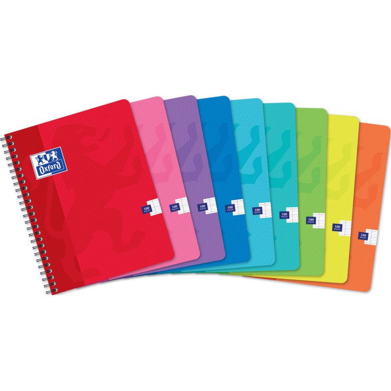Cahier spirale Color Life Oxford 17 x 22 cm grands carreaux 180 pages