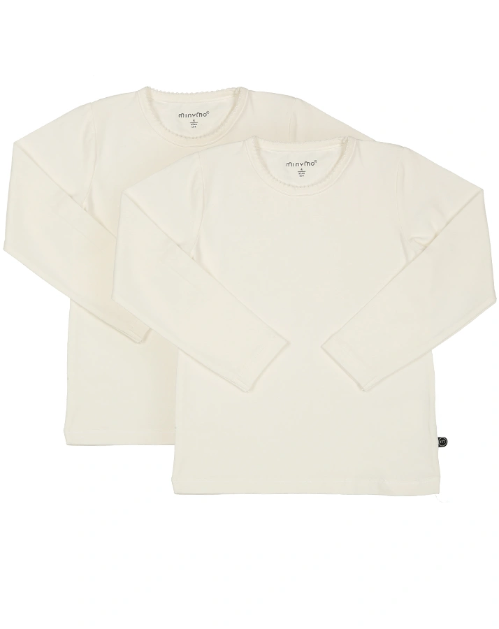 Langarmshirt BASIC 2er-Pack in wollweiß