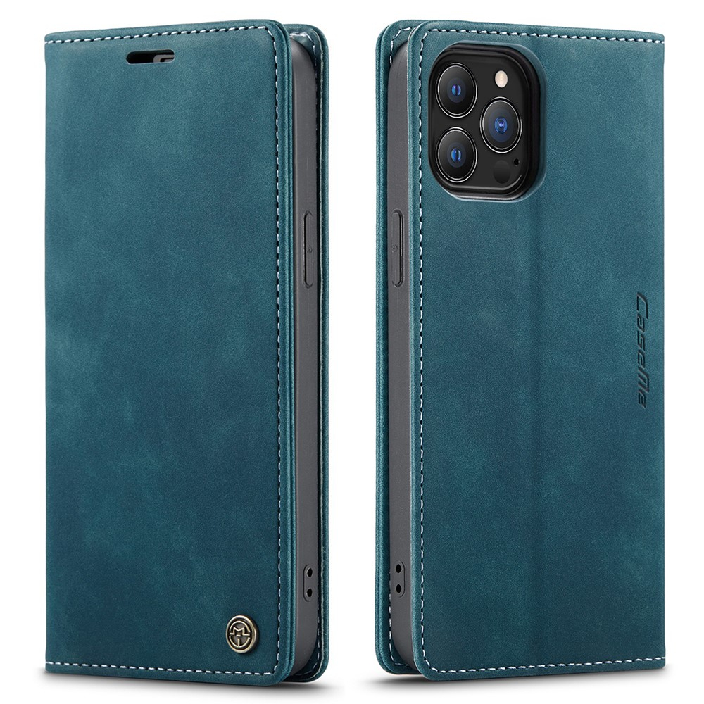 iPhone 13 Pro Leder Tasche Flip Wallet Etui mit Kartenfächern - Blaugrün