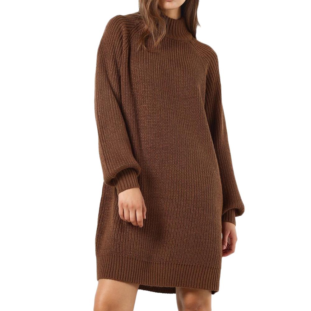 Noisy May Robe Pull en Maille Marron Femme Noisy May Timmy