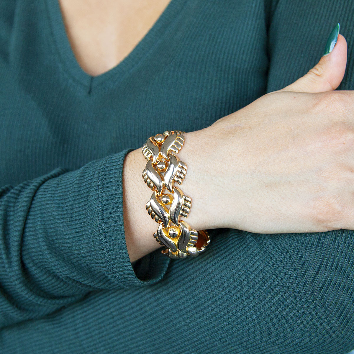 Bracelet d'occasion or jaune 750 maille fantaisie 17.5 cm