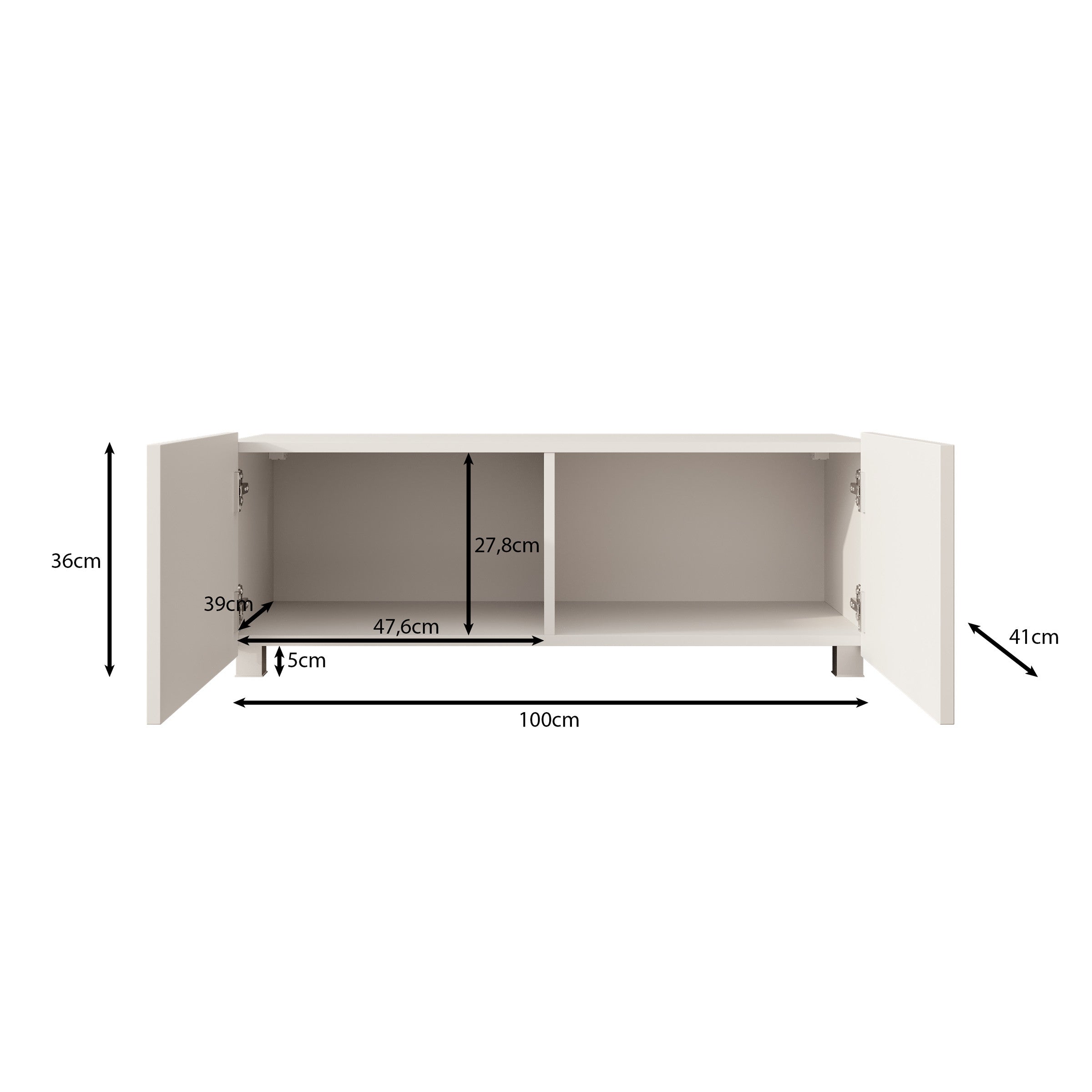 Meubella - TV-Meubel Kenderes - Wit - 100 cm