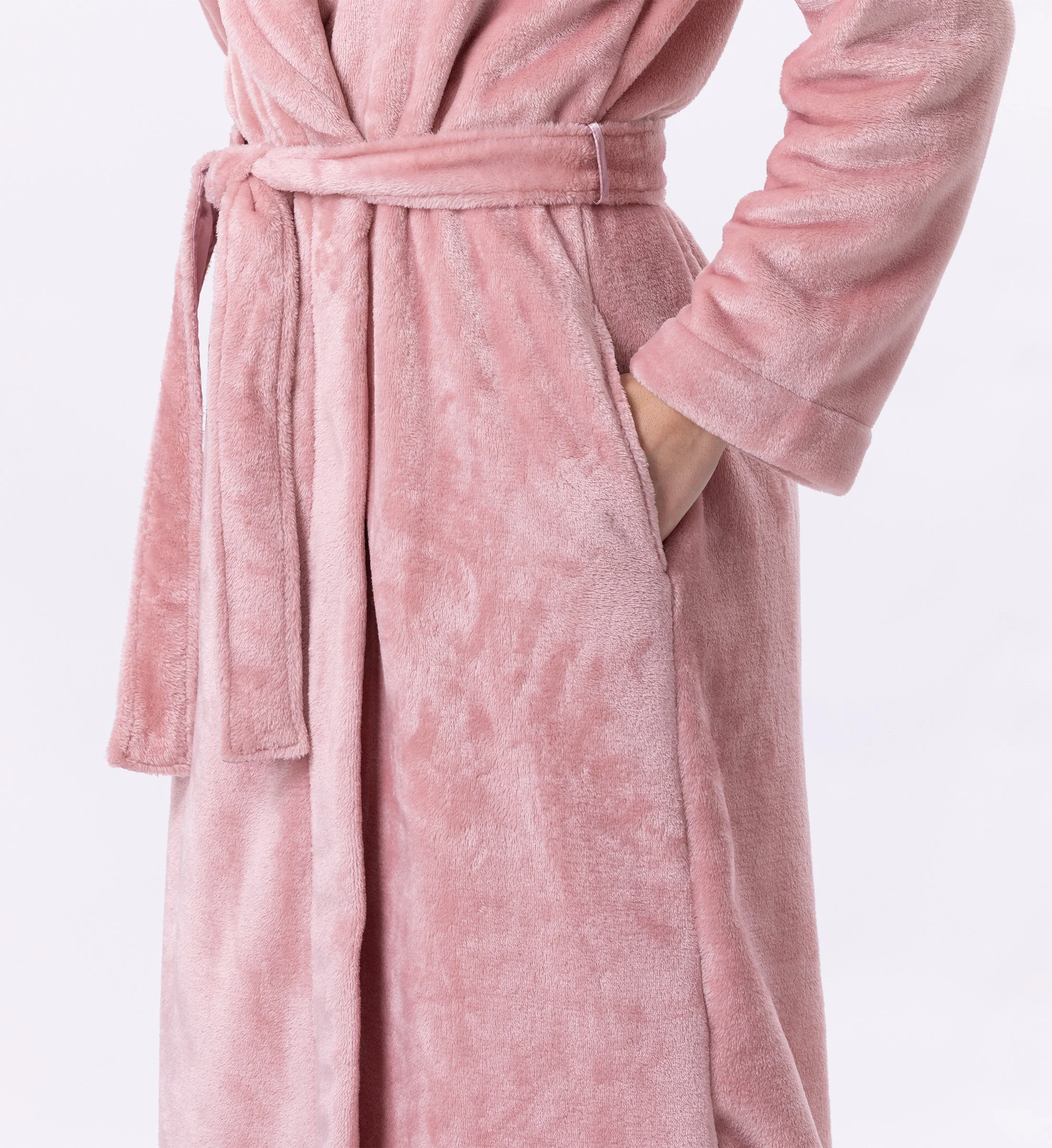 ESSENTIEL H61B - Peignoir en peluche flanelle | Rose