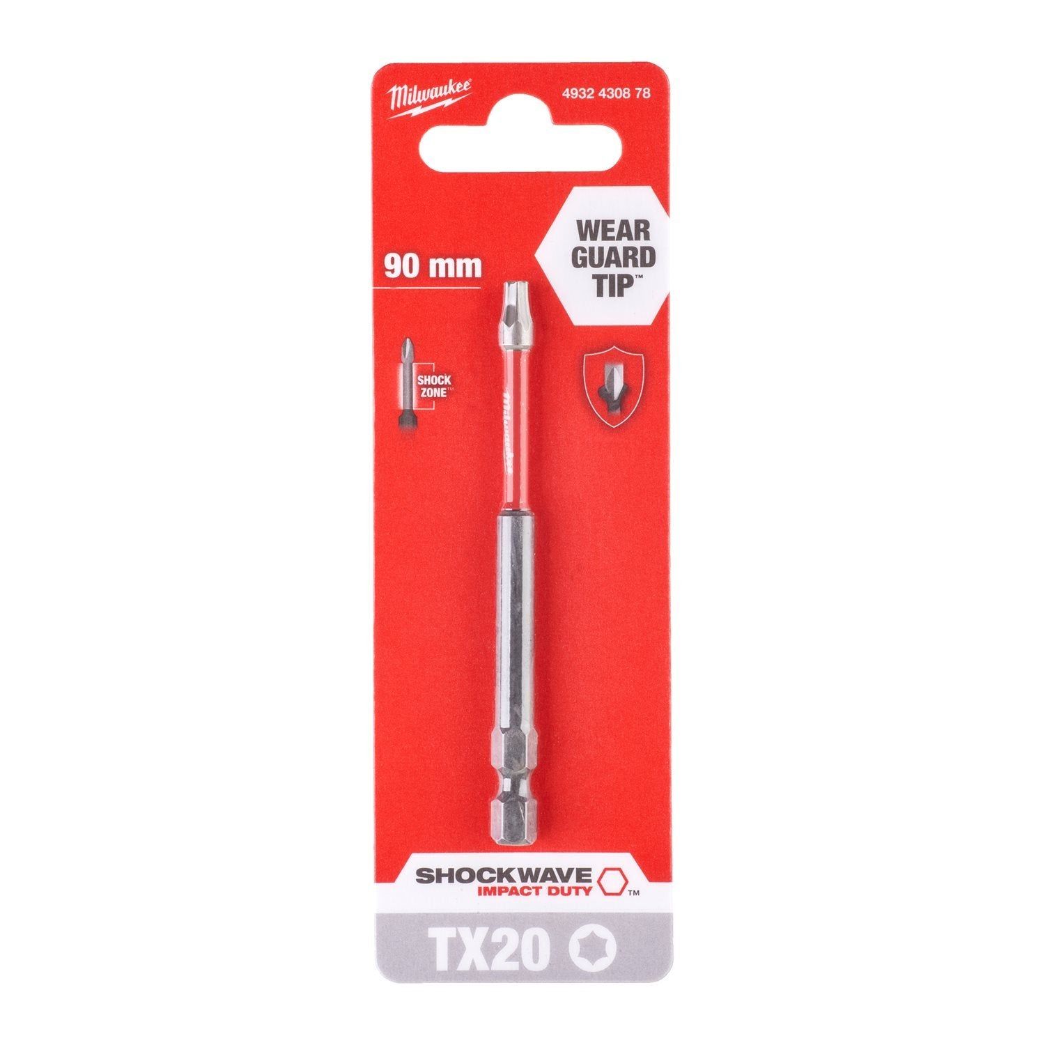 Milwaukee SHOCKWAVE™ IMPACT DUTY schroefbit TX20 x 90 mm VE=1 - 4932430878