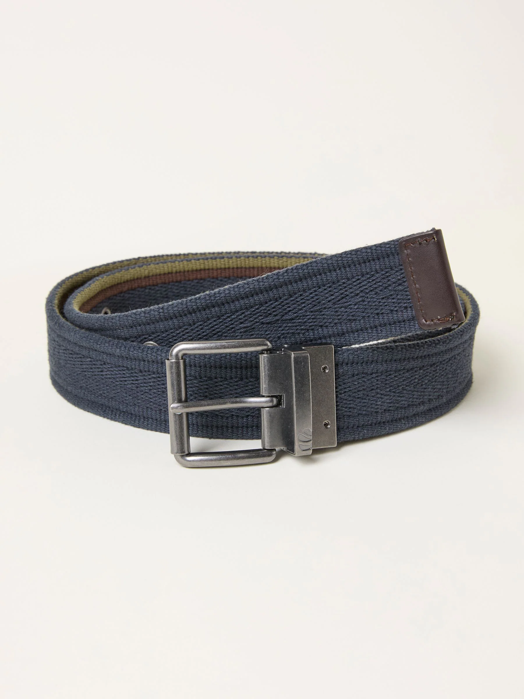 Marineblauw - FatFace omkeerbare geweven riem