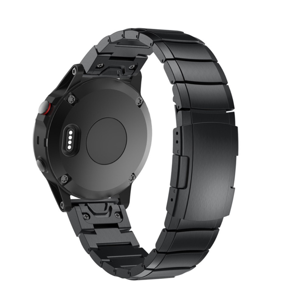 Garmin Fenix 6X / 6X Pro / 5X / 5X Plus / 3 / 3 HR / 3 Sapphire Edelstahl Armband mit Butterfly Verschluss - Schwarz
