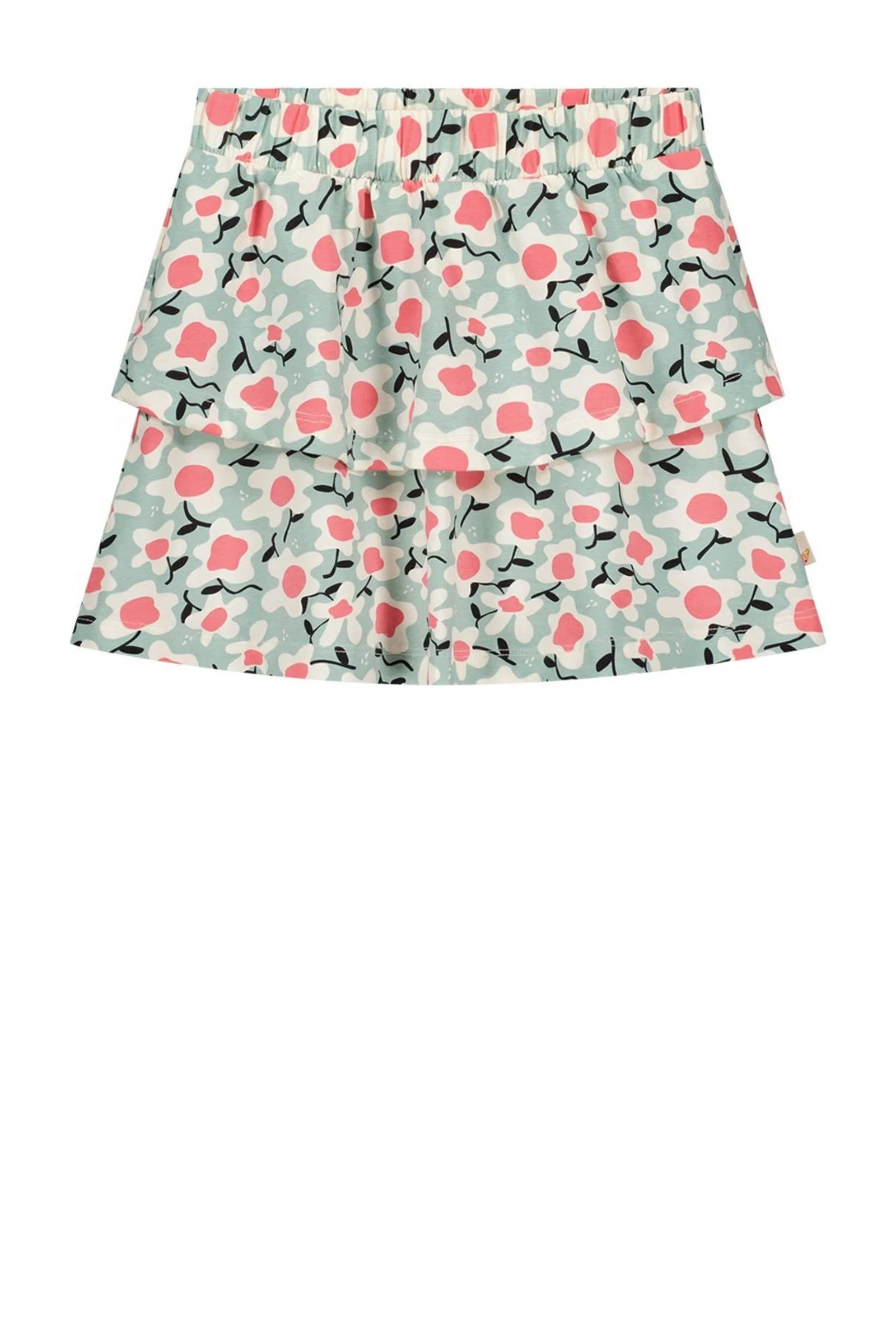 Moodstreet gebloemde rok mintgroen/roze/ecru