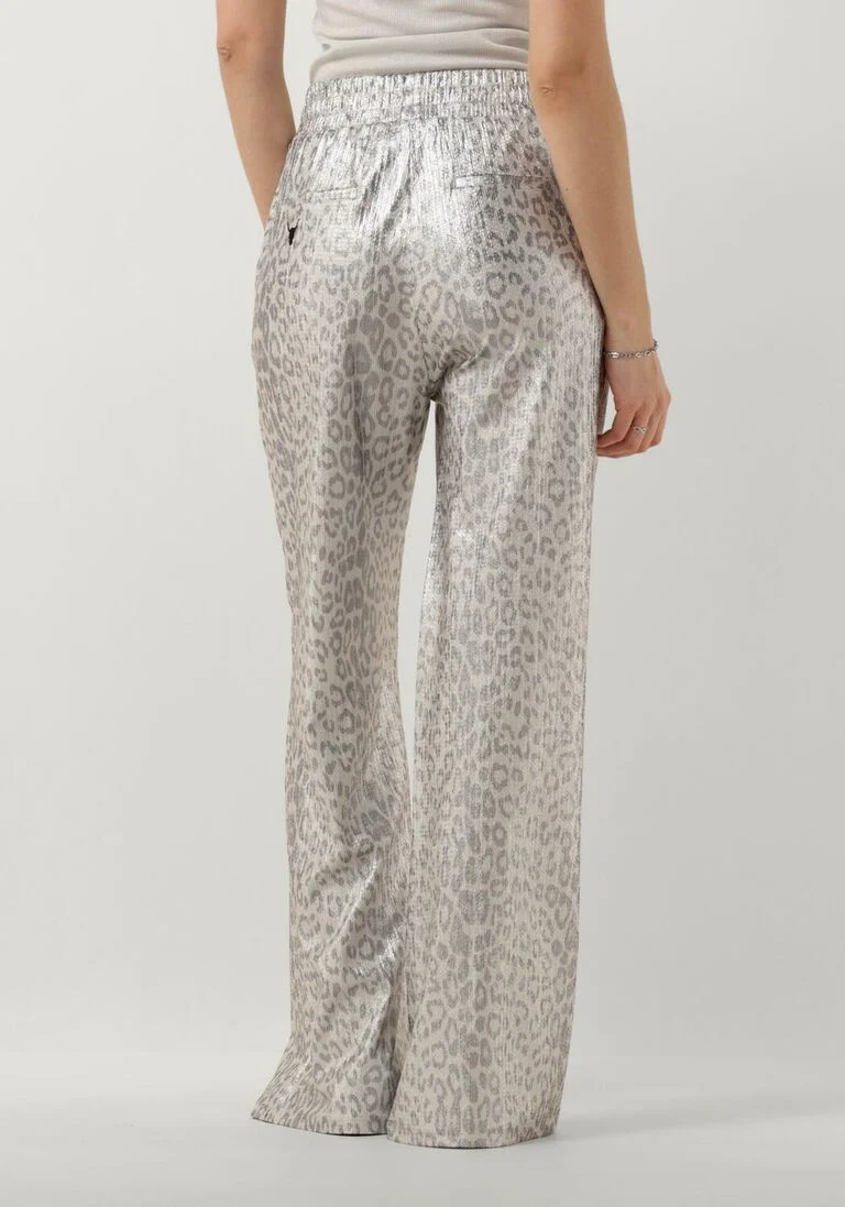 ALIX THE LABEL zilveren alix the label wijde broek ladies knitted leopard pants