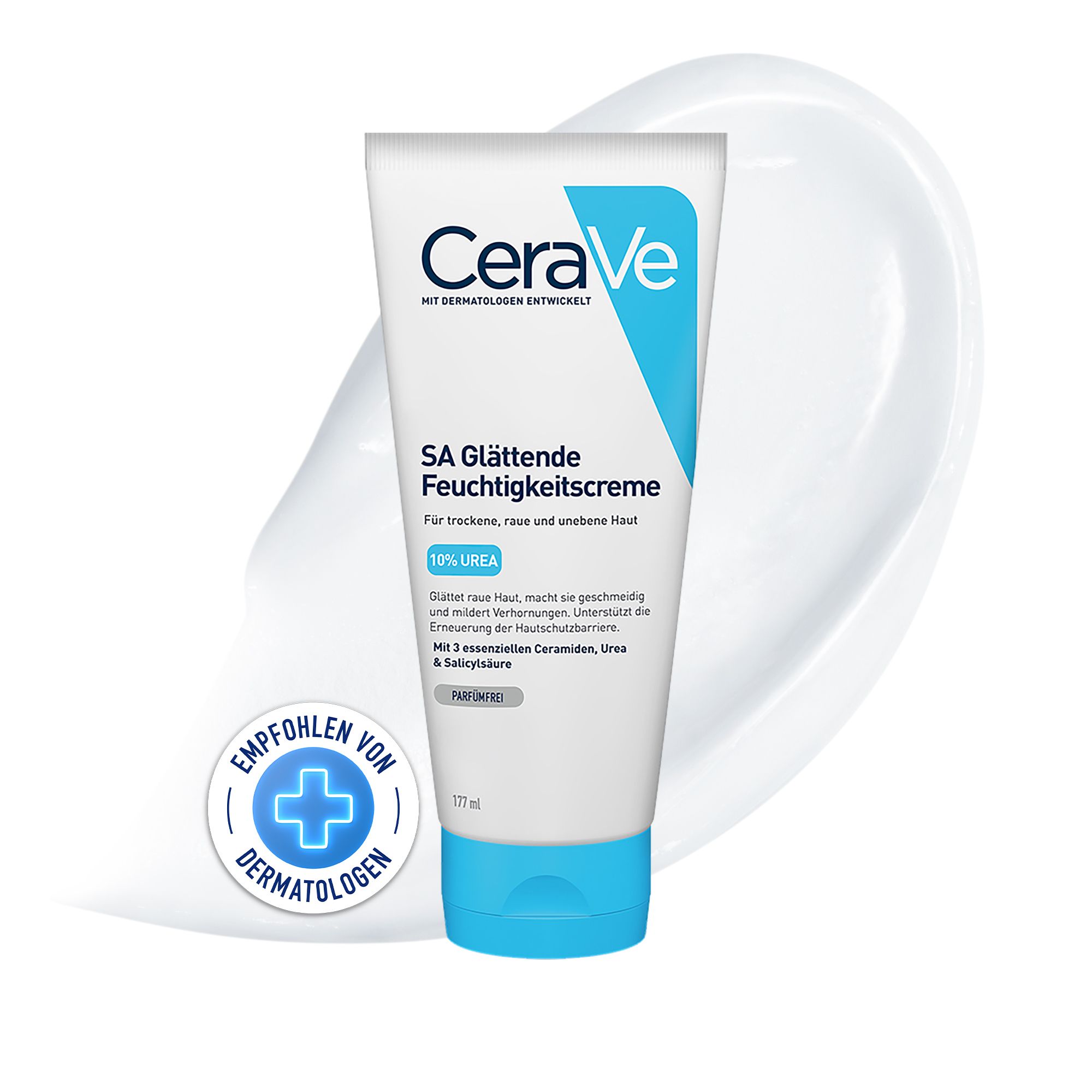 CeraVe SA Urea Glättende Feuchtigkeitscreme bei trockener, rauer und unebener Haut am Körper + CeraVe Hydrating Cleanser GRATIS