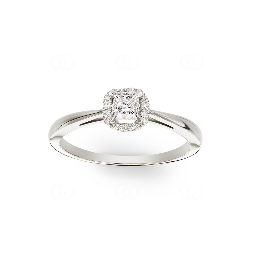 Verlobungsring 750/18 K Weissgold mit Diamanten 0.32ct H/si