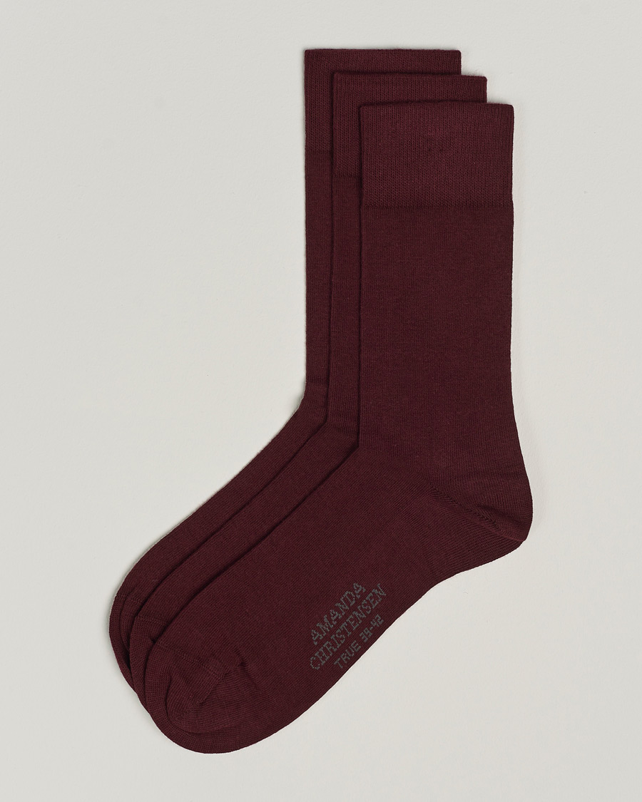 Amanda Christensen 3-Pack True Cotton Socks Bordeaux