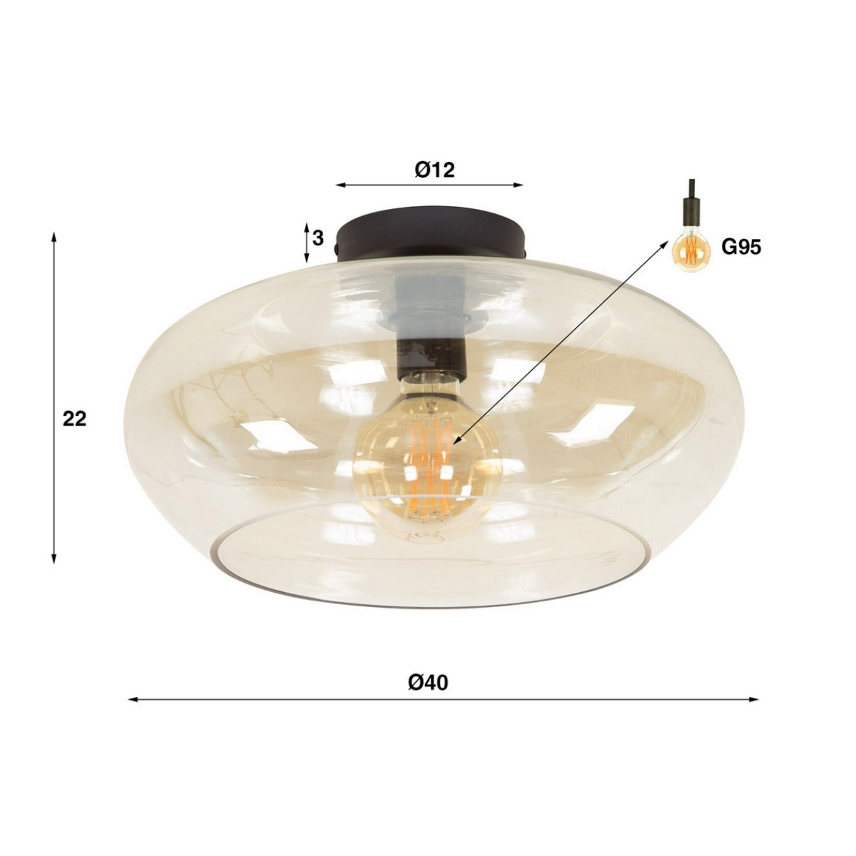 Fraaai - Skyla plafondlamp glas - amber