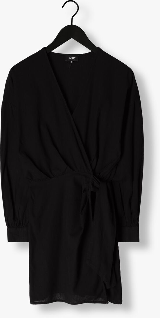 ALIX THE LABEL zwarte alix the label mini jurk ladies woven linen look wrap dress