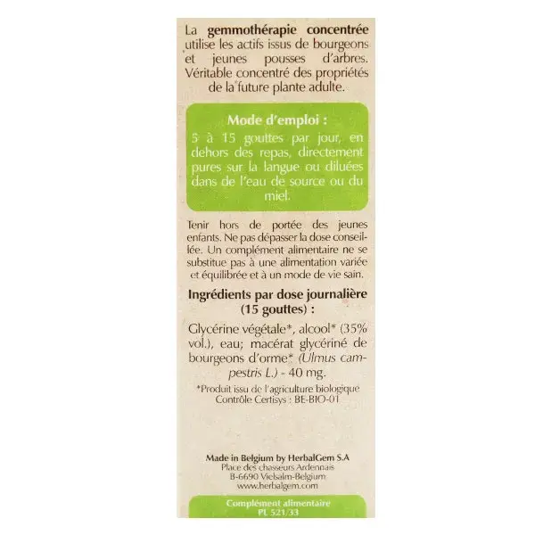 Concentrado de Olmo Orgânico Herbalgem Macerado 30ml