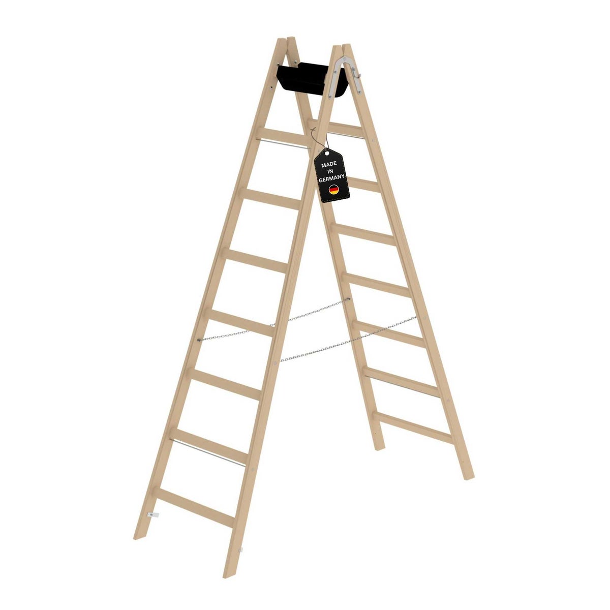 PROREGAL Houten Trapladder met 2 x 8 Sporten