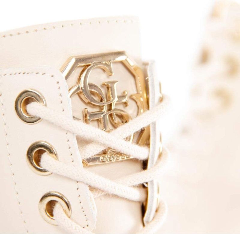 Guess - Dames Veterboot - Off White - Leer