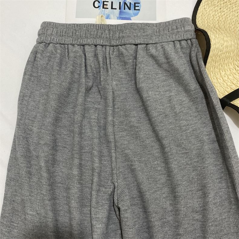 DIYI - Corduroy broek met wijde pijpen en trekkoord