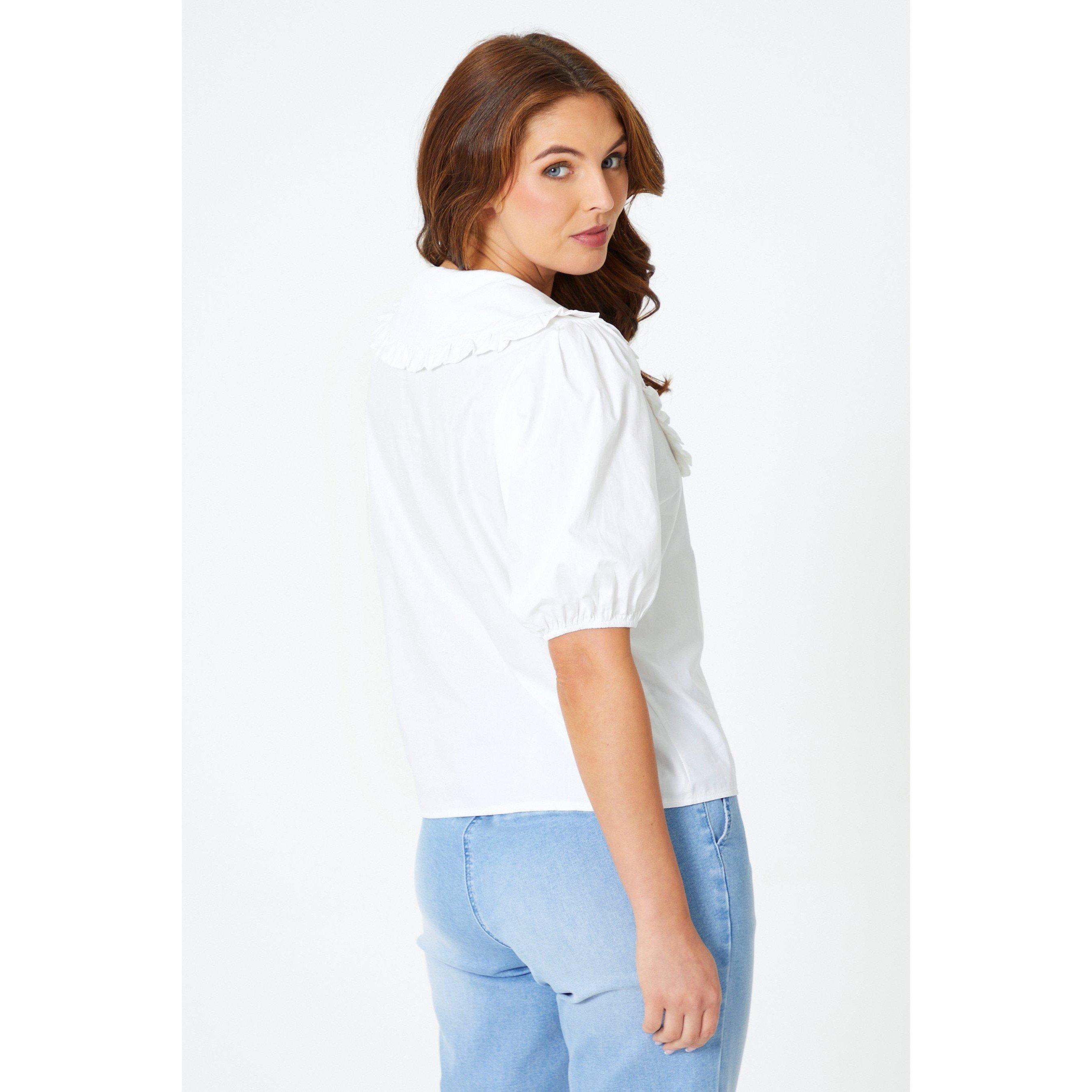 Be You Ladies Ruffle Peter Pan Collar Shirt