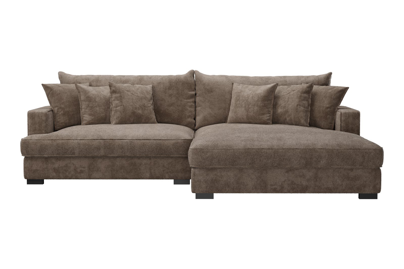 Rossi 2-seter med XL sjeselong høyre Tekstil Genesis 6 Mink, arm A med sorte ben. Std. Komfort.