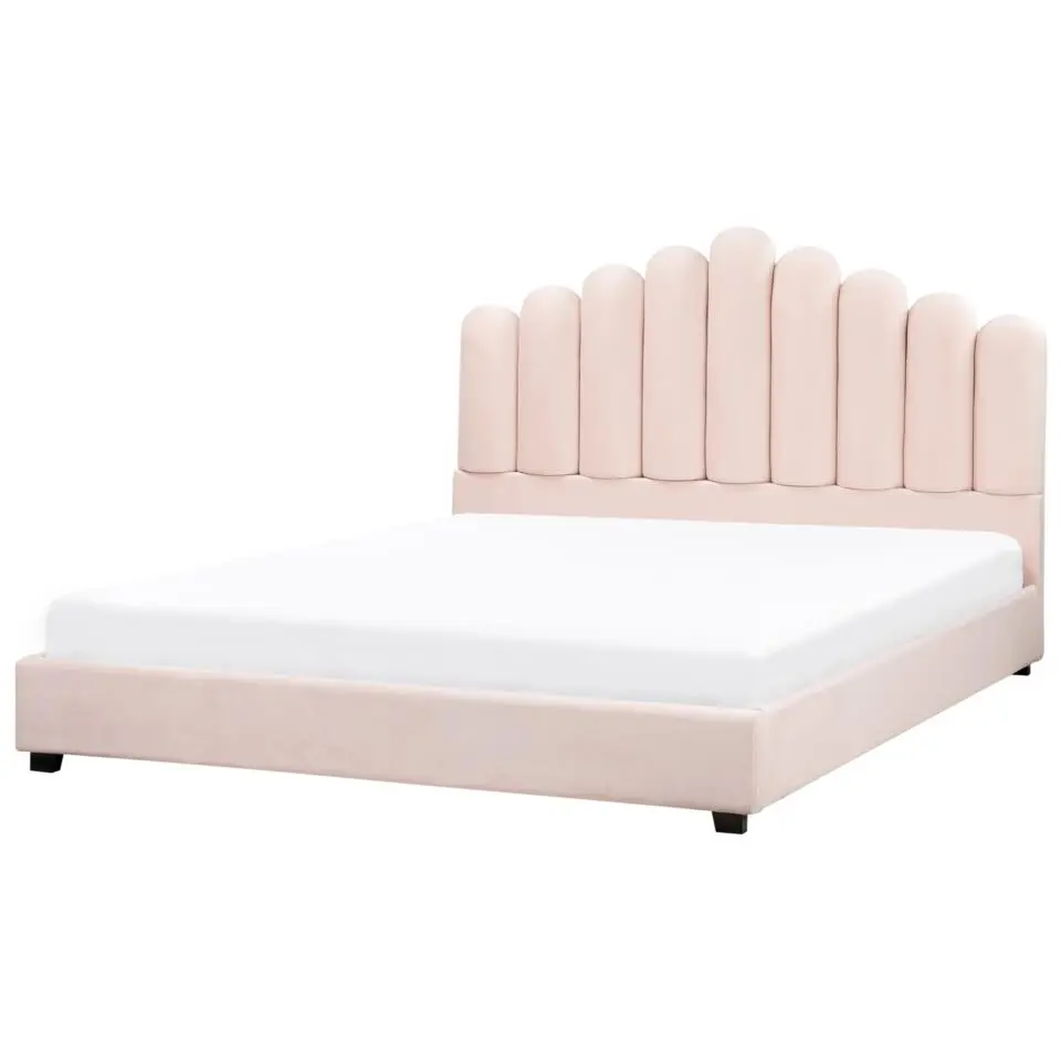 VINCENNES - Bed - Pastelroze - 180 x 200 cm - Fluweel