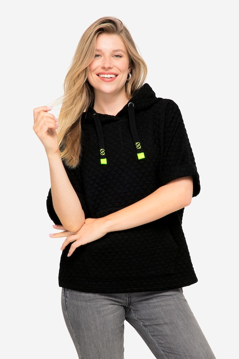 Sweat-Pullunder, Waffel-Jacquard, Kapuze, Kängurutasche, OEKO-TEX