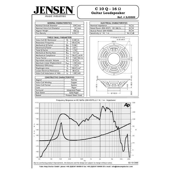 Jensen C10Q Ceramic Vintage 16Ohm