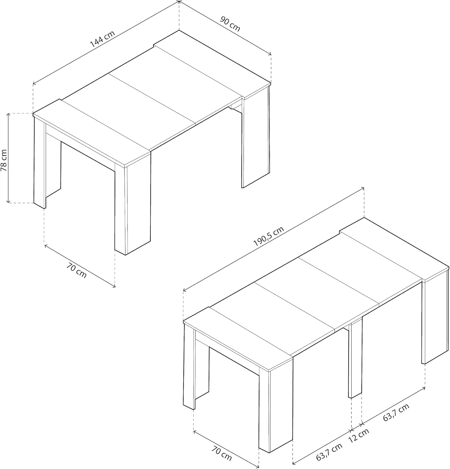 Habitdesign, ausziehbarer Konsolentisch, Esstisch für Wohnzimmer, Flur oder Küche, platzsparend & multifunktional, in kanadischer Eiche, Maße: 50–235 x 78 x 90 cm (L x H x B), Modell Extensible