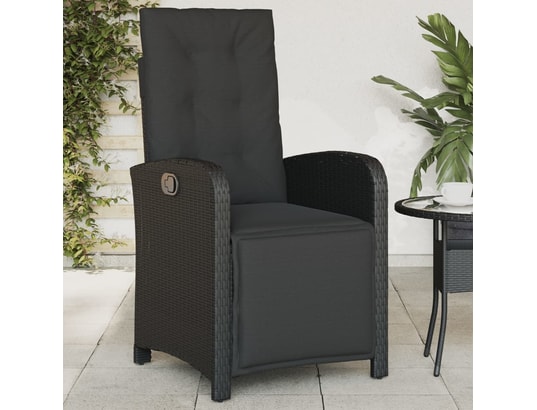VIDAXL - Chaise inclinable de jardin et repose-pied noir résine tress...