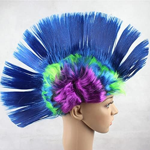 (2er Set) 55cm Irokesen Perücke Punk Rock Fasnacht Kostüm Zubehör Motto Party / Halloween Accessoire - Assortiert