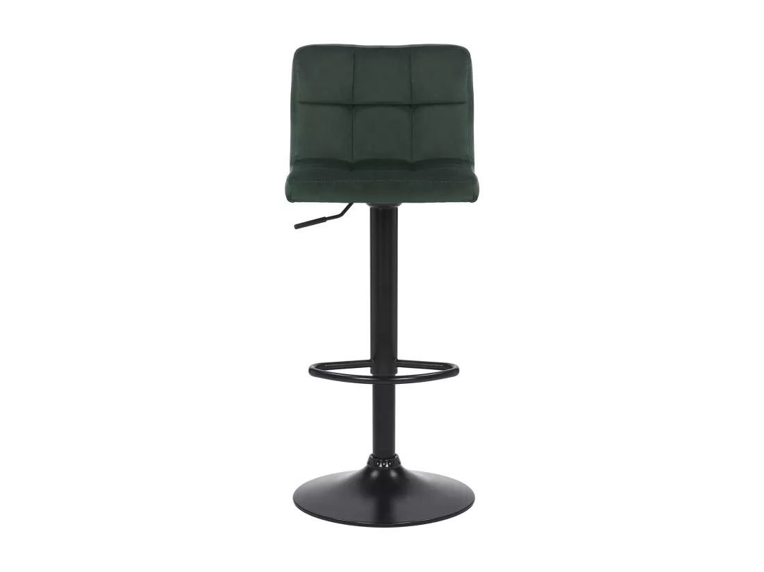 Lot de 2 Tabouret de bar - Velours & Métal noir mat - Vert - Feni