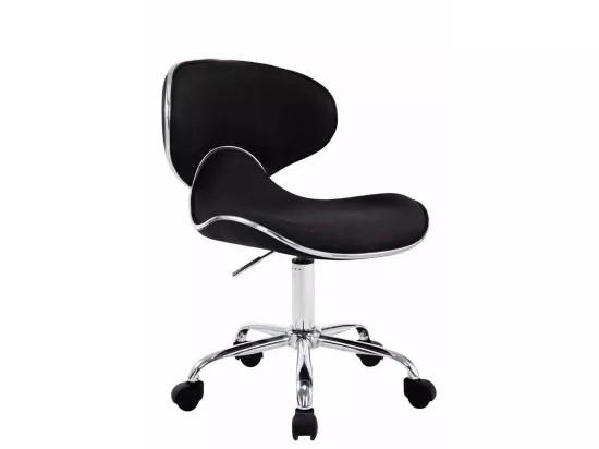 Chaise de bureau - Tissu & Métal chromé - Noir - Las Vegas V2