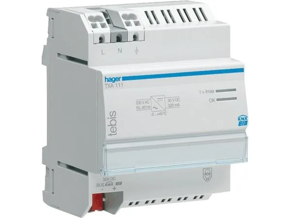 Hager TXA111, PS-transformer, Grå, Overbelastning, Kortslutning, 230 V, 50 - 60 Hz, 30 V